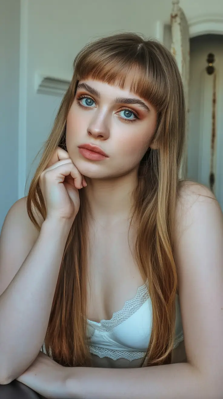 2025 long with bangs Soft Precision with Baby Bangs