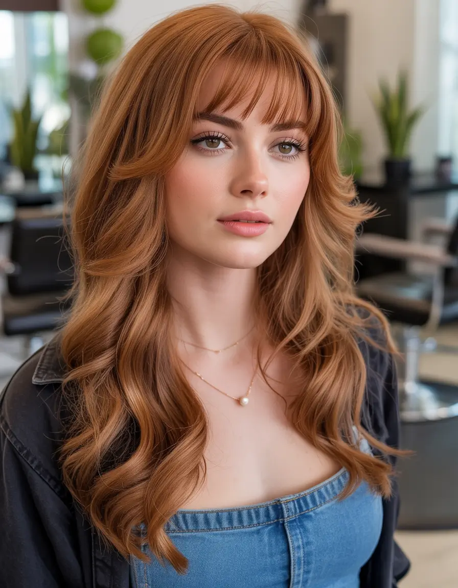 Long hair 2025 Strawberry Auburn with Hollywood Curls
