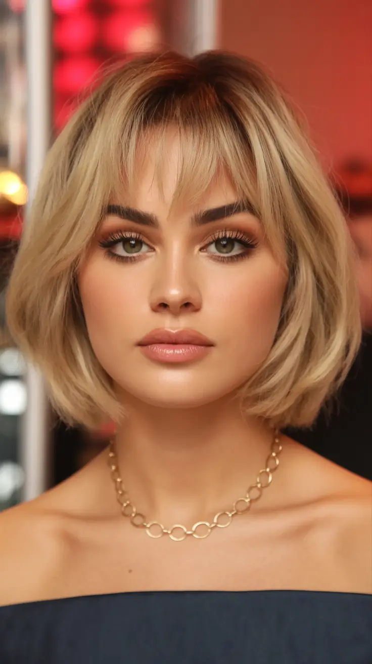 2025 medium Classic French Bob with Soft Bangs
