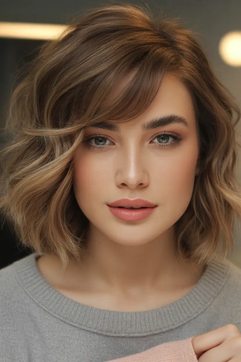 2025 short Warm Mocha Wave Bob