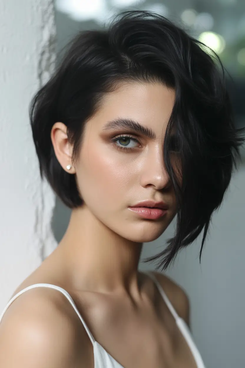 2025 short Razor-Sculpted Asymmetrical Bob