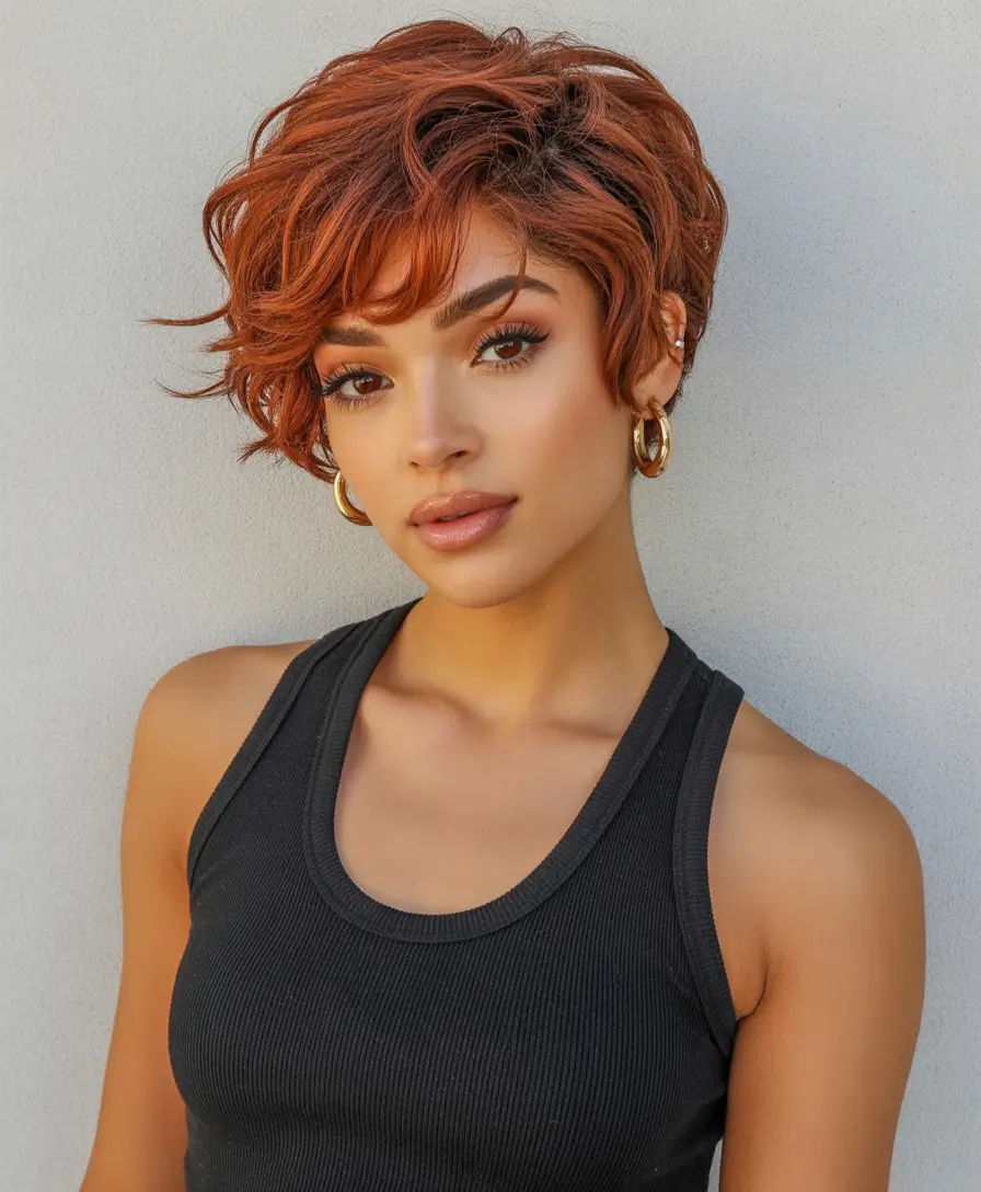 Fall 2025 Hairstyles for Black Women – Textured Copper Pixie Cut