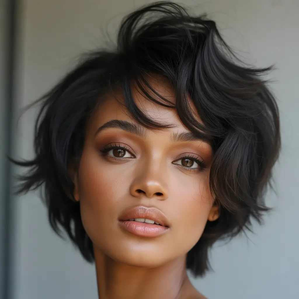 Fall 2025 Hairstyles for Black Women – Feathered Layered Bob