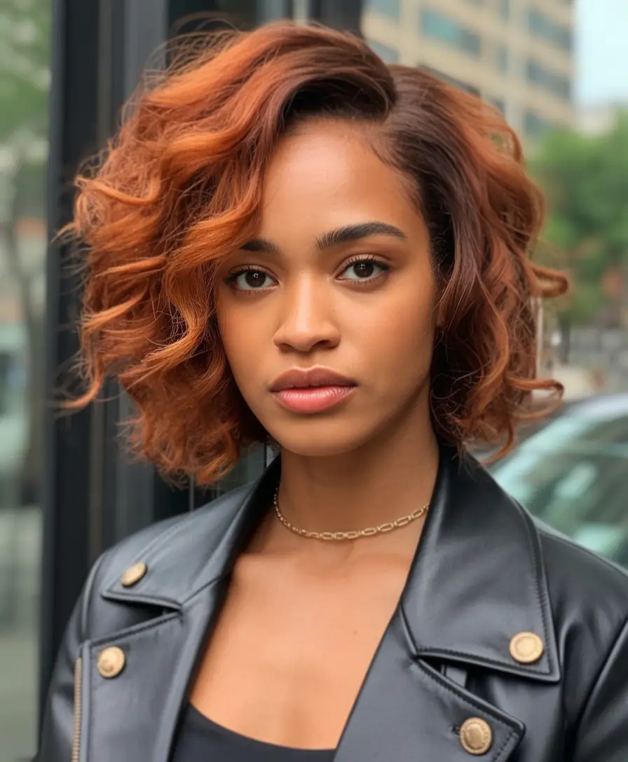 Fall 2025 Hairstyles for Black Women – Copper Voluminous Lob