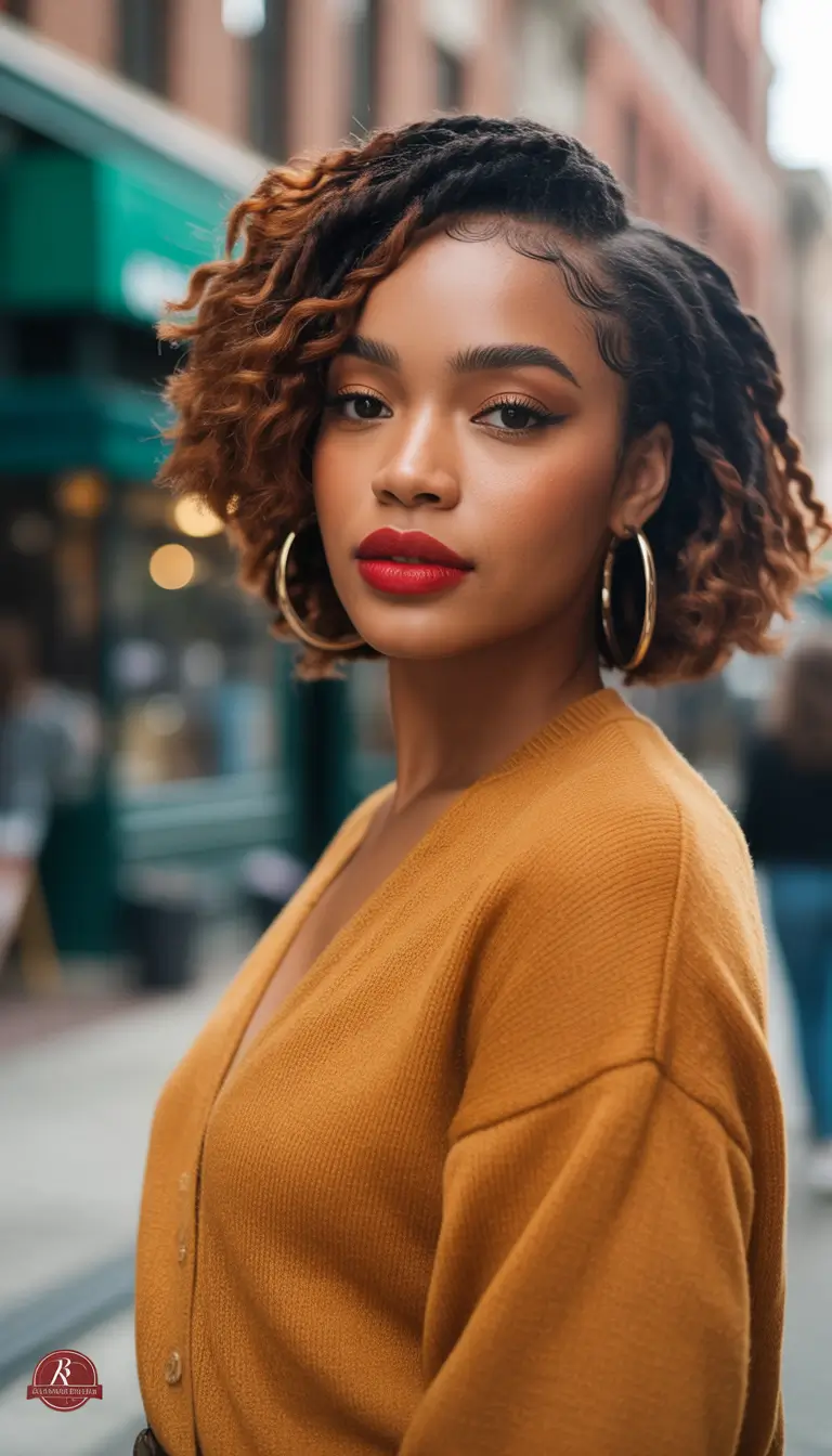 Fall 2025 Hairstyles for Black Women – Shoulder-Grazing Twist-Out with Auburn Tips