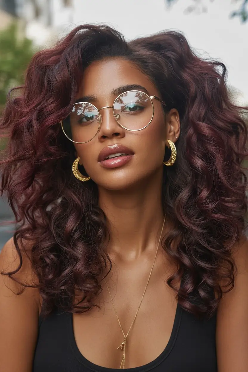 Fall 2025 Hairstyles for Black Women – Plum Voluminous Curls