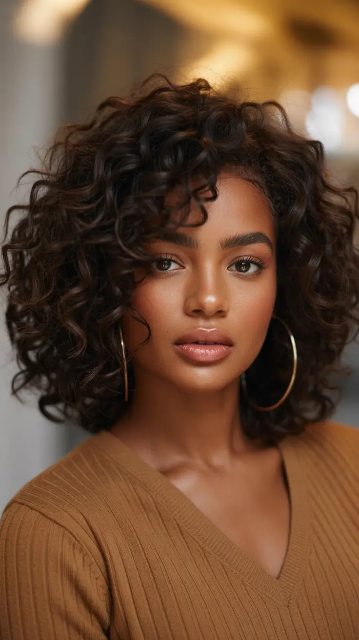 Fall 2025 Hairstyles for Black Women – Cocoa Curl Bob with Airy Layers