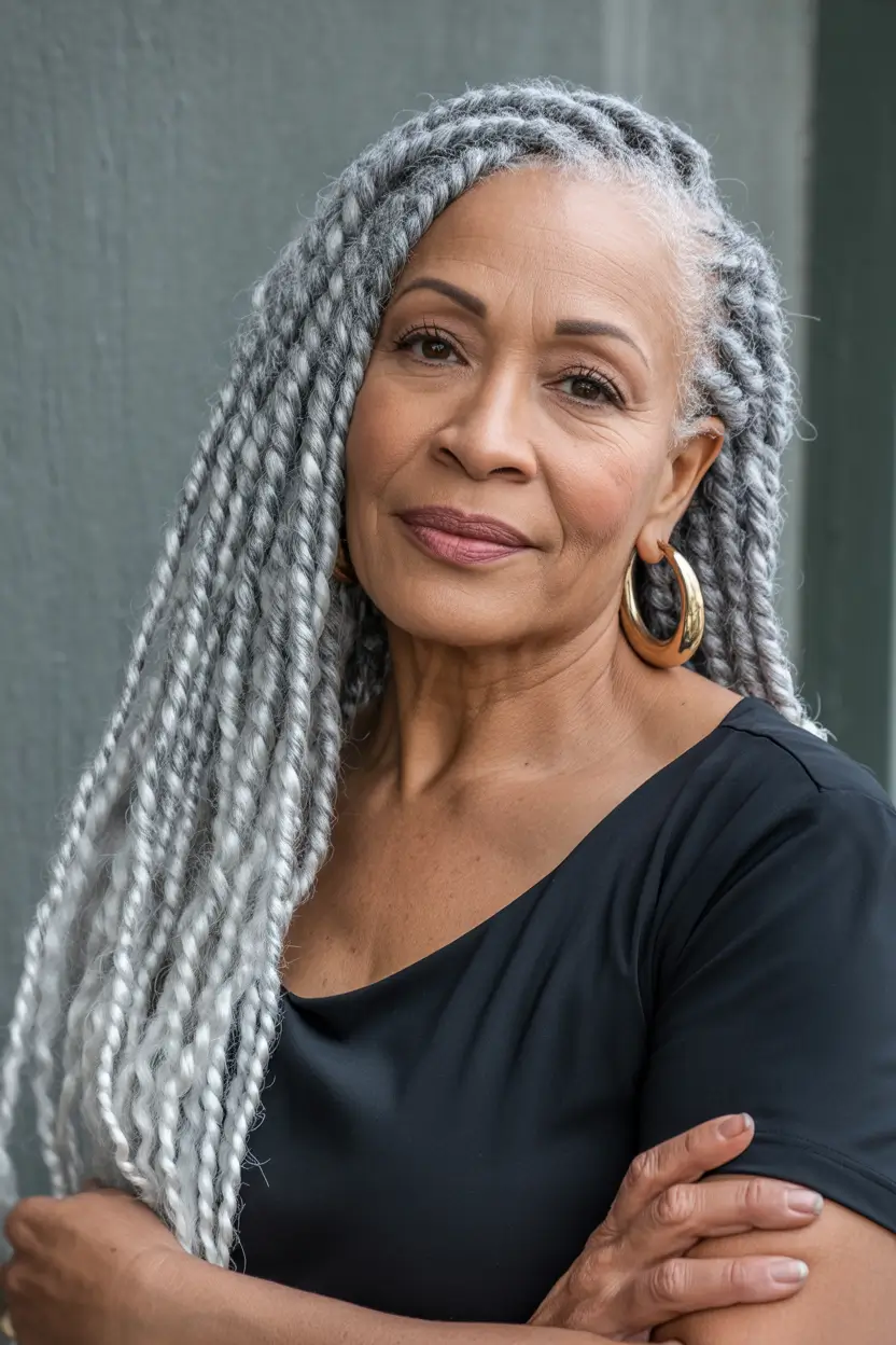 Silver Twist Braids Fall 2025 Hairstyles