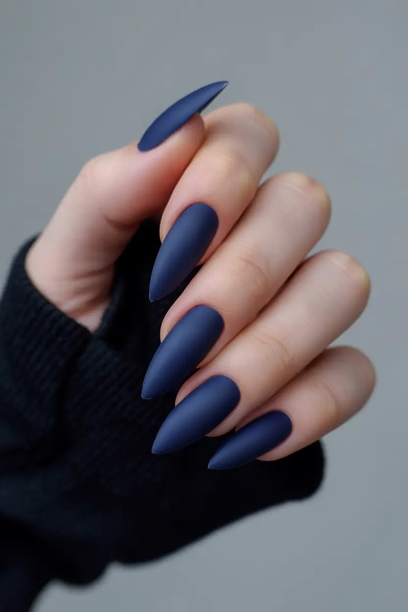 fall nails color trends Matte Midnight Almonds