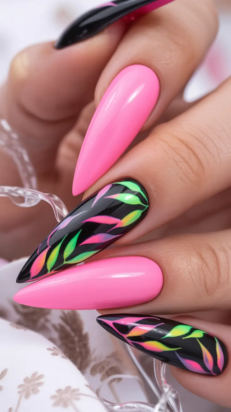 fall nails color trends Neon Meets Noir