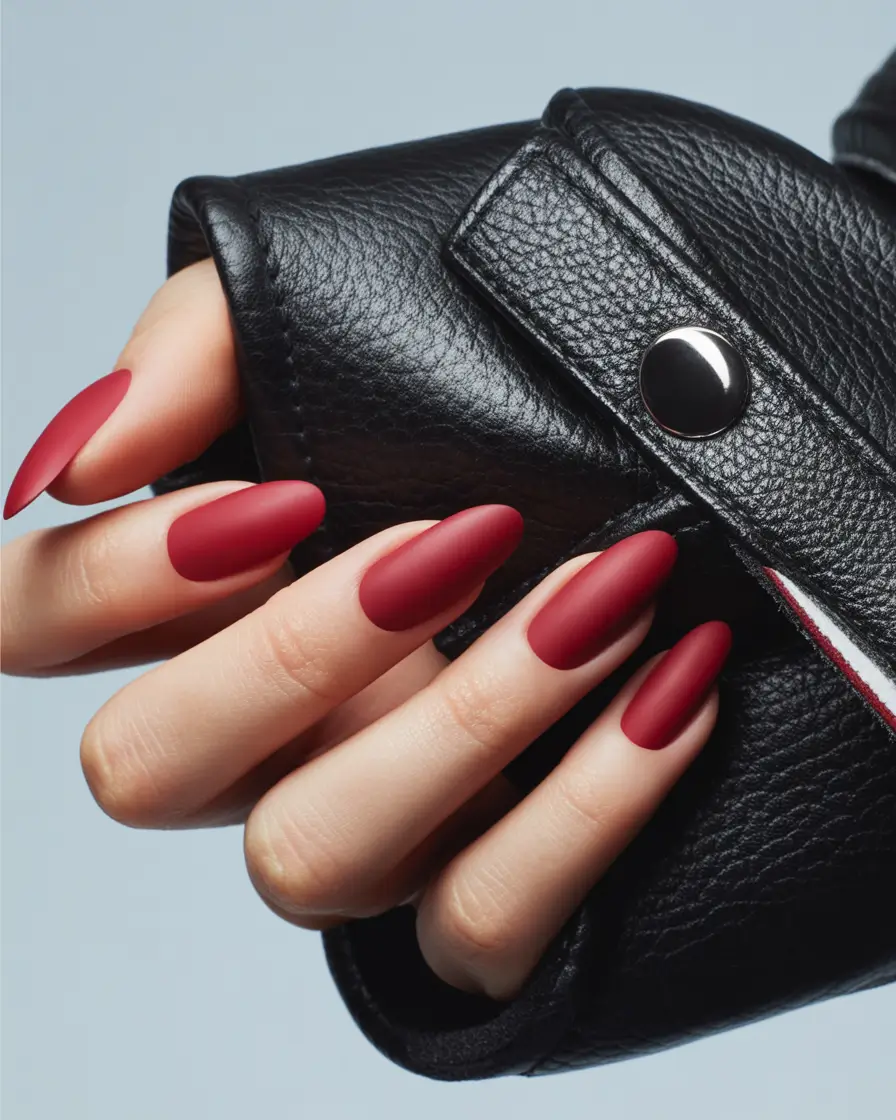 fall nails color trends Crimson Matte Power