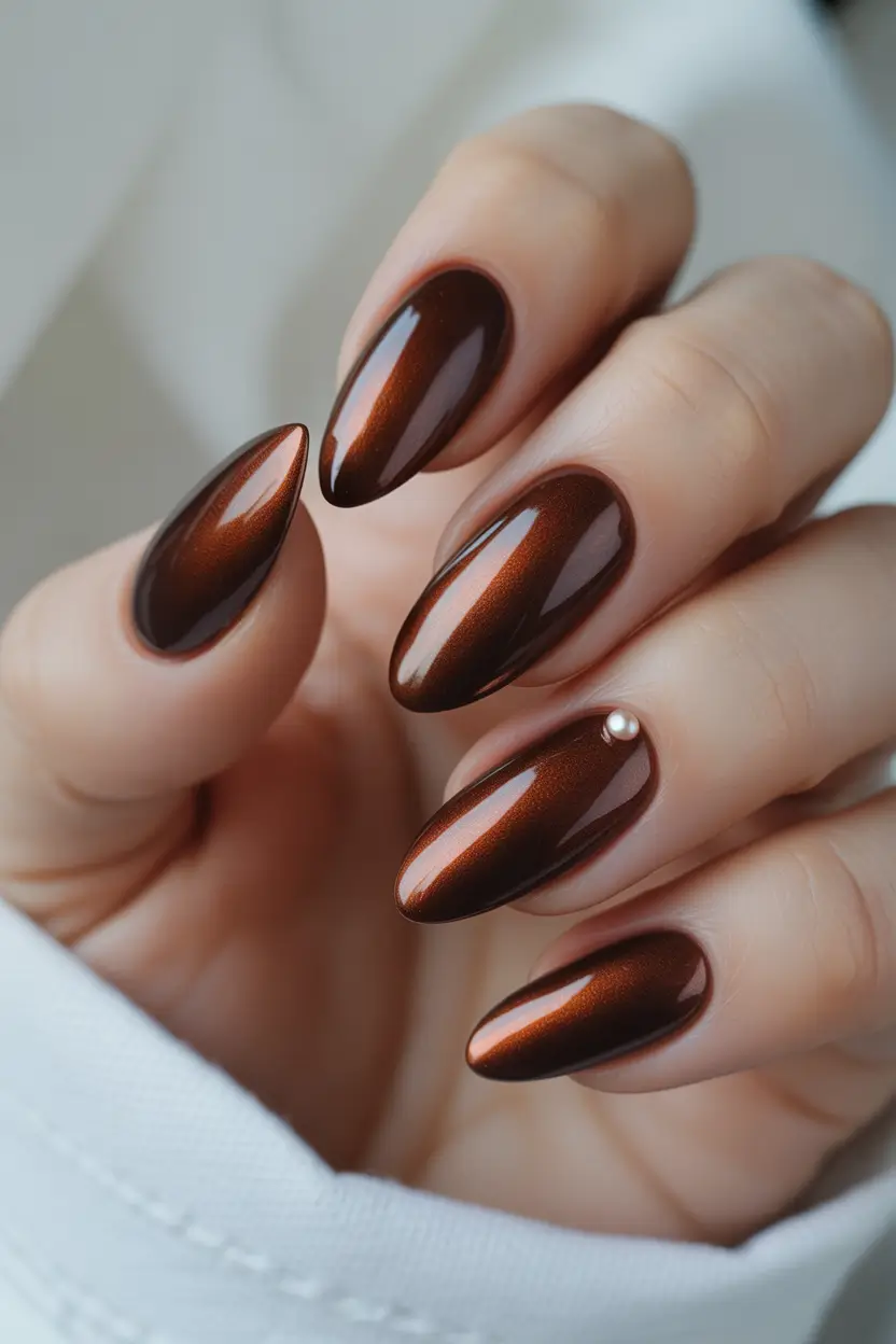 fall nails color trends Molten Copper Elegance