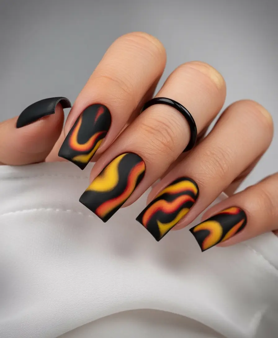 Fall nail designs Lava Glow Short Square