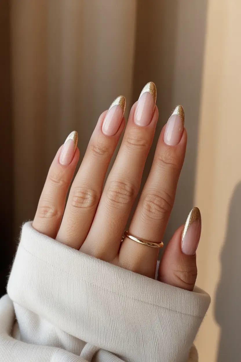 Fall nail designs Champagne Spark Almond French