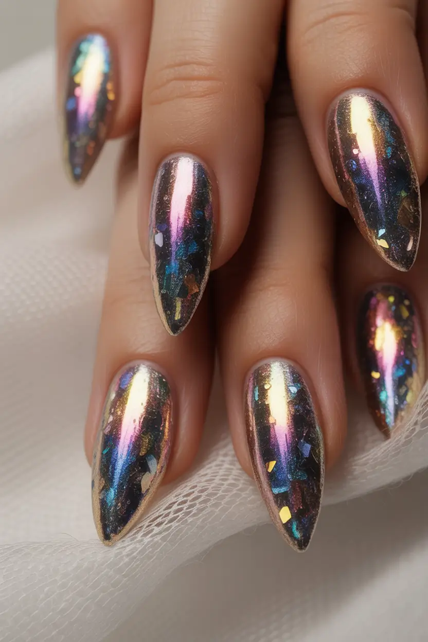 Fall stiletto nails Galactic Prism Shards