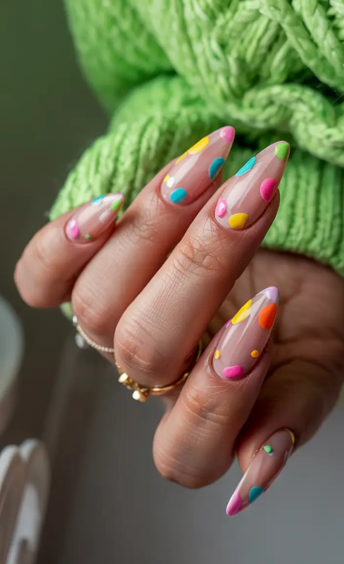 Fall stiletto nails Confetti Dot Party