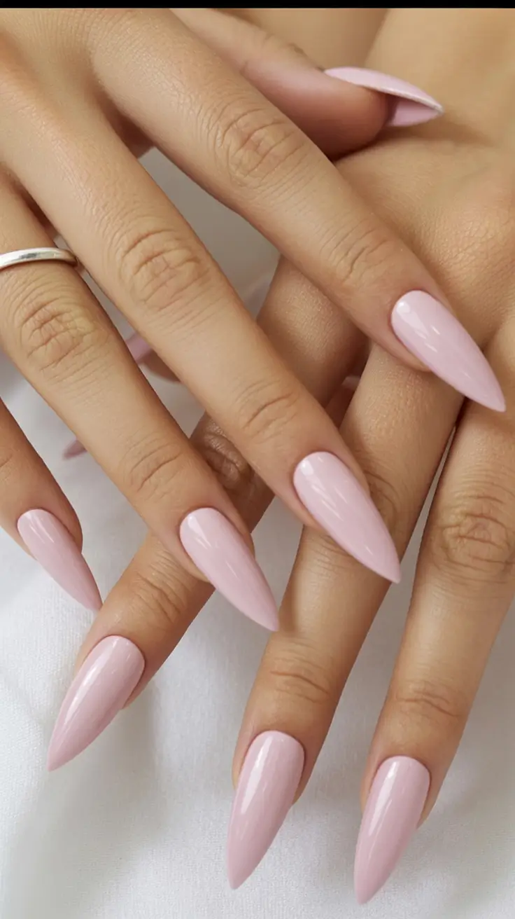 Fall stiletto nails Soft Pink Elegance