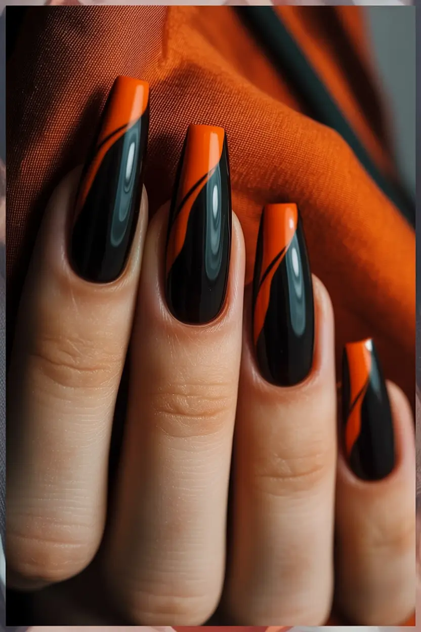 Ballerina Nail Designs Bold Ember Waves