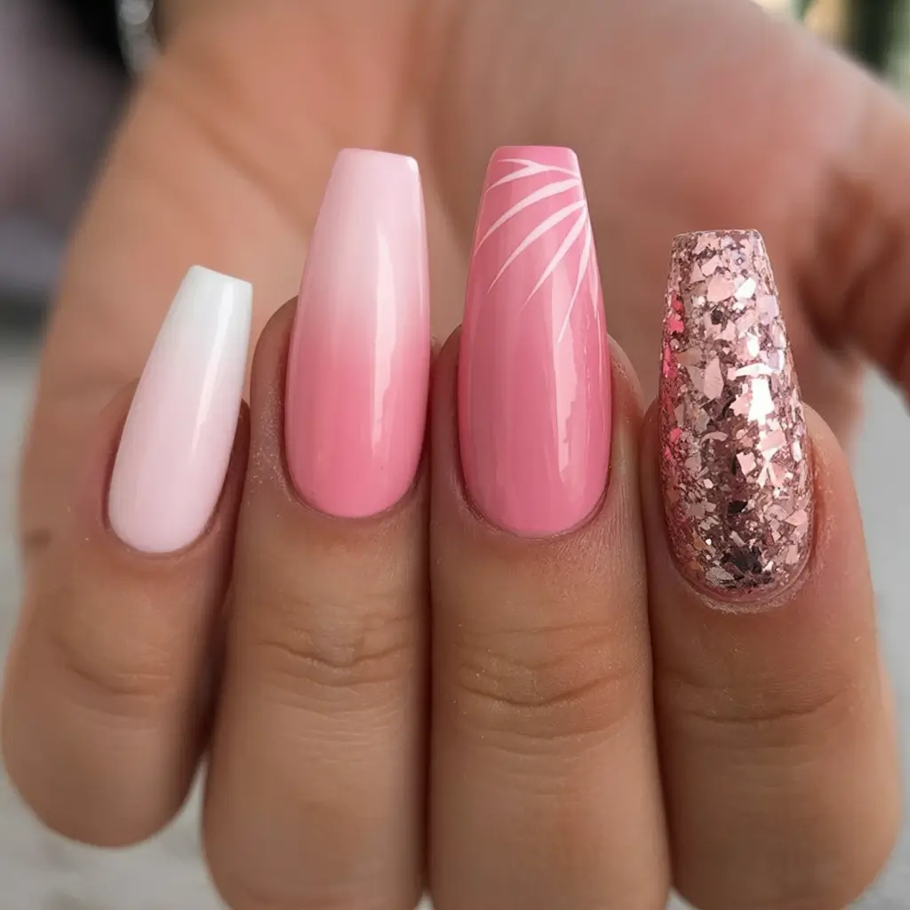 Ballerina Nail Designs Blush & Sparkle Harmony