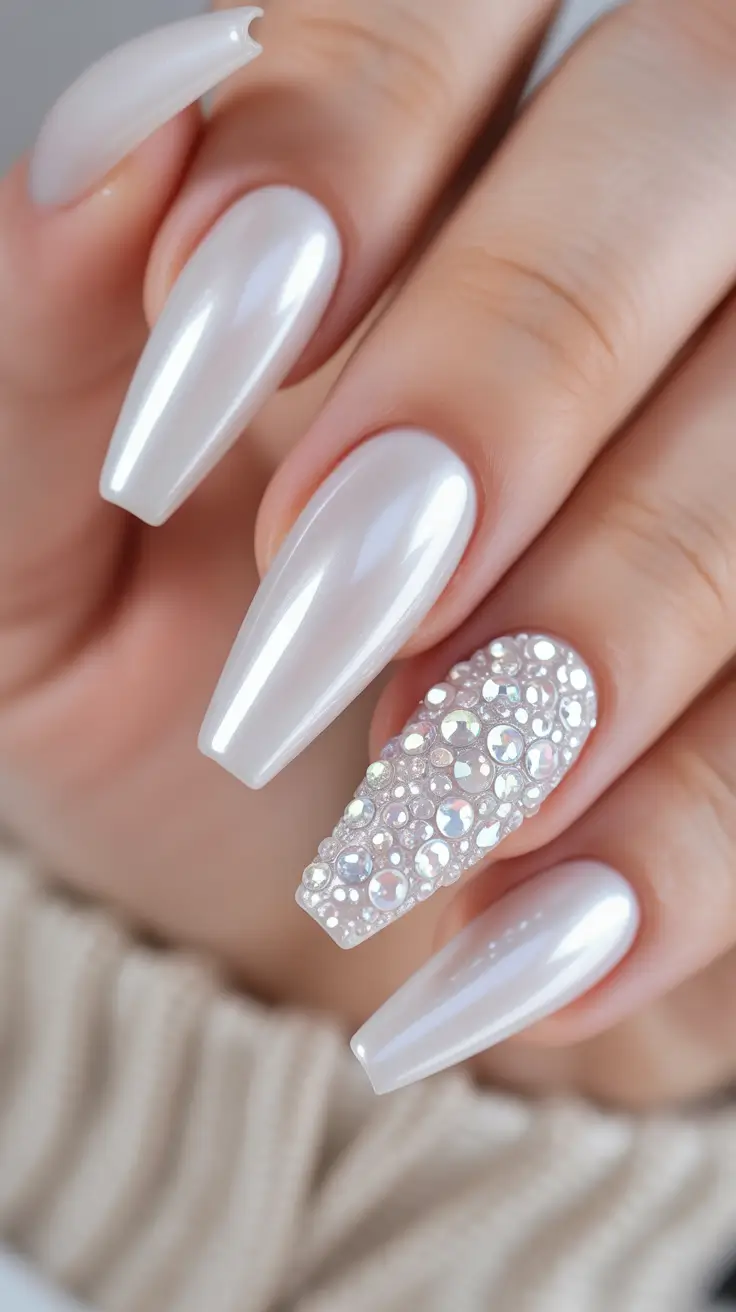Ballerina Nail Designs Pearl Luxe Accent