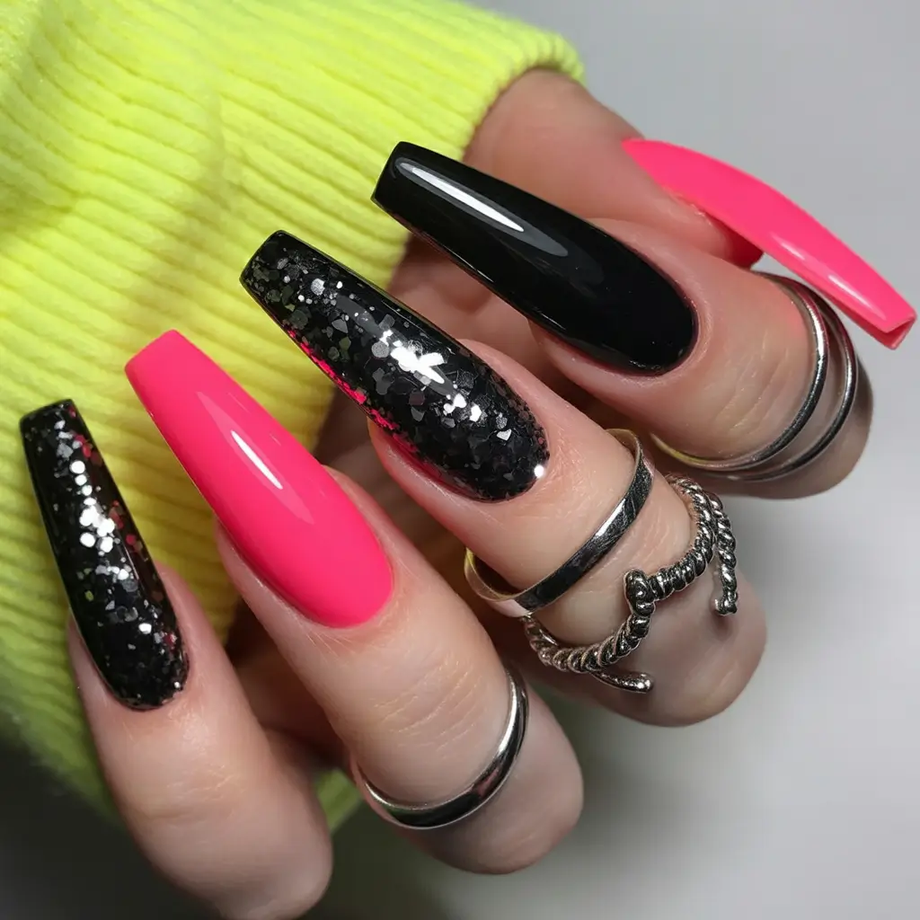 Ballerina Nail Designs Neon Noir Spark