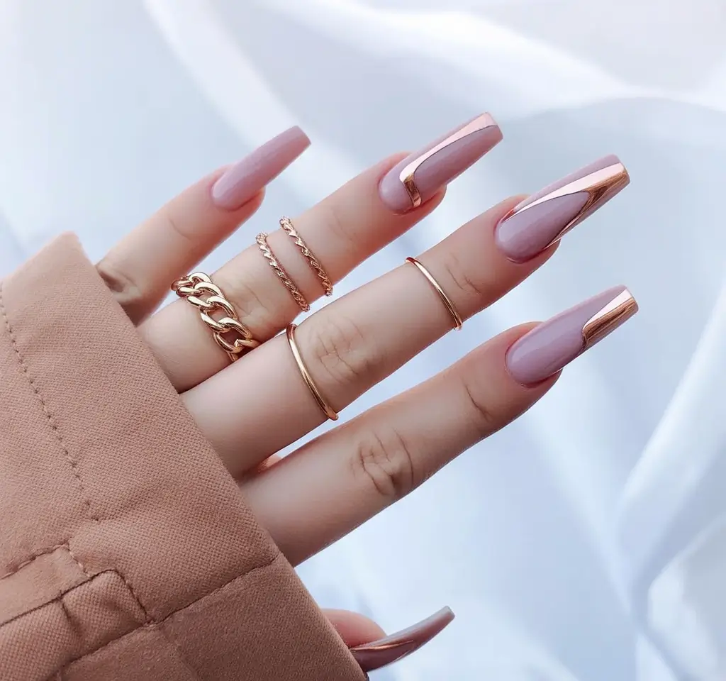 Ballerina Nail Designs Rose Chrome Edge