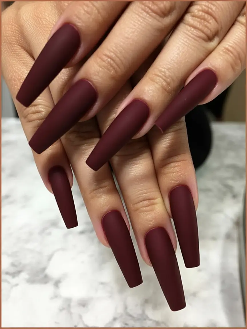 Ballerina Nail Designs Plum Matte Drama