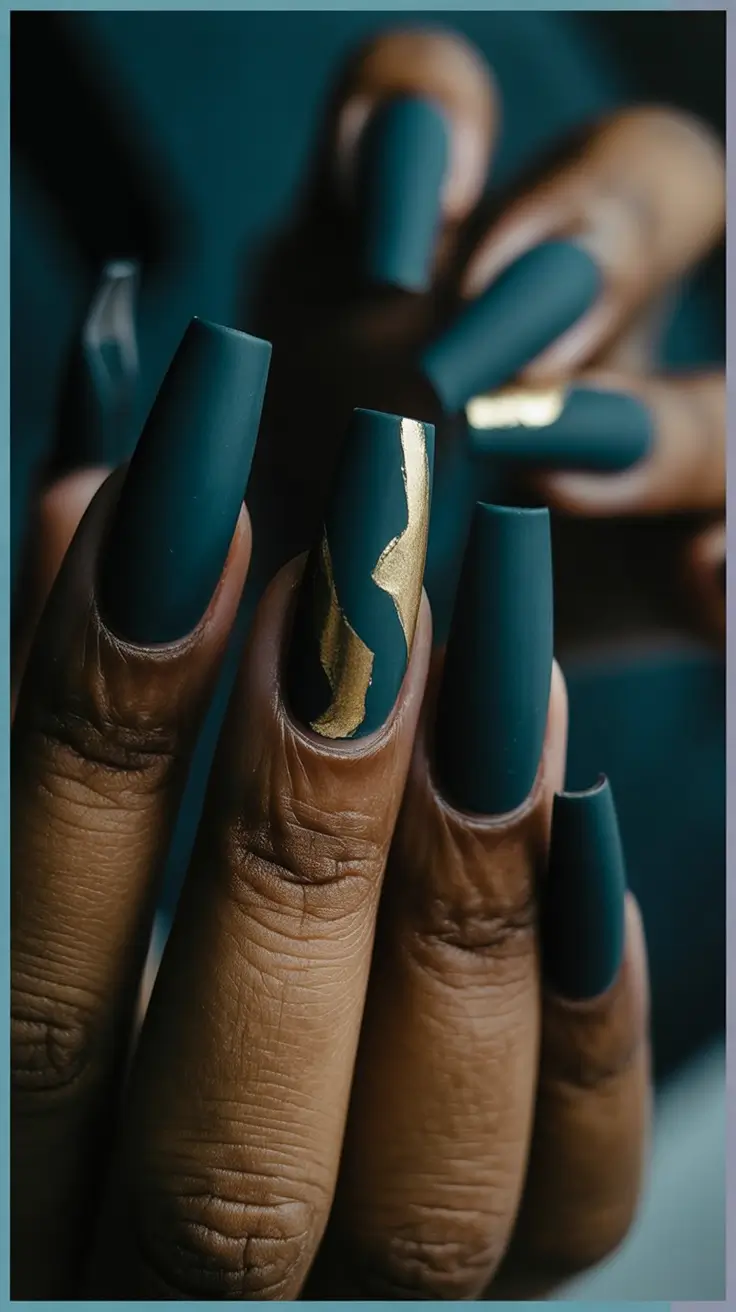 Ballerina Nail Designs Midnight Gold Edge