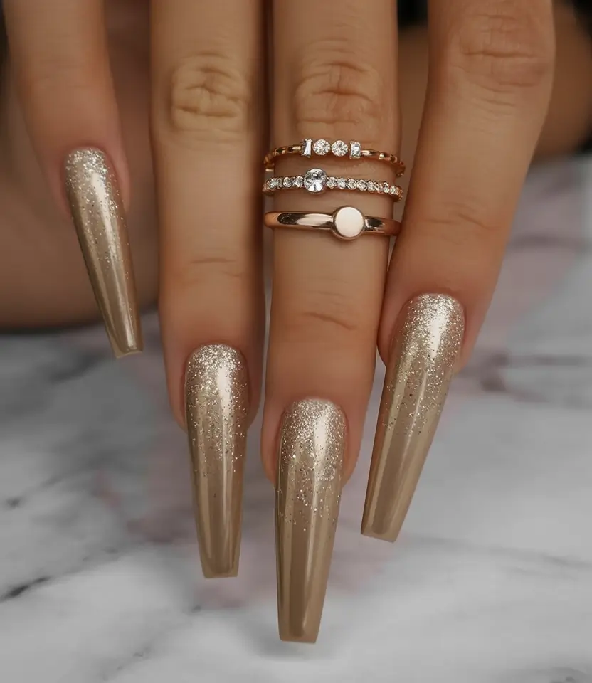 Ballerina Nail Designs Champagne Stardust