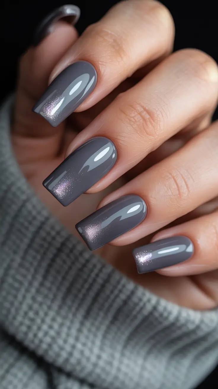 Fall Cat Eye Nails 2025 Moody Grey Cat Eye Shine