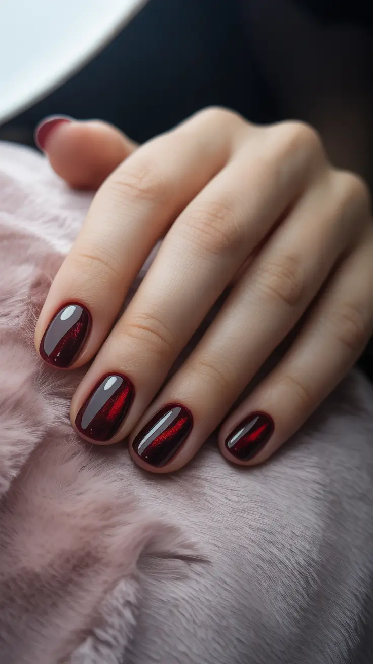 Fall Cat Eye Nails 2025 Burgundy Heat