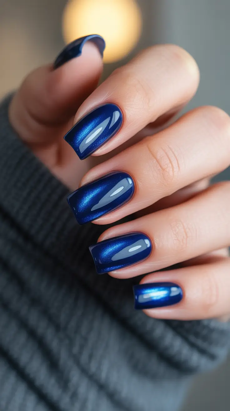 Fall Cat Eye Nails 2025 Royal Sapphire Shimmer