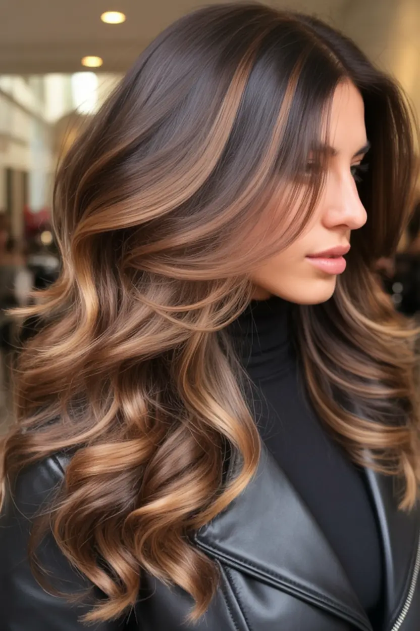 Fall Hair Colors for Cool Skin Tones Espresso with Caramel Veil