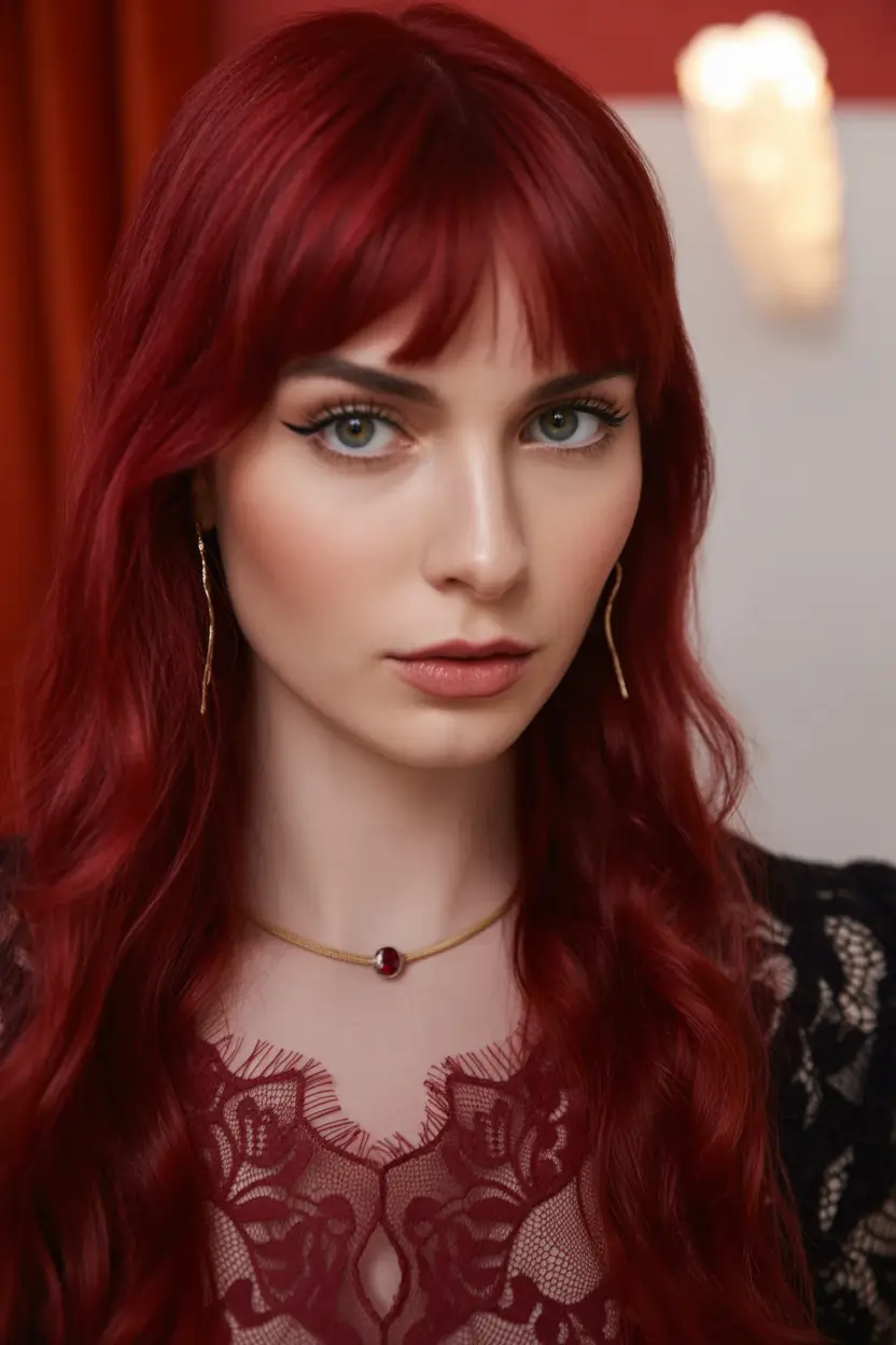 Fall Hair Colors for Cool Skin Tones Cranberry Velvet with Fringe