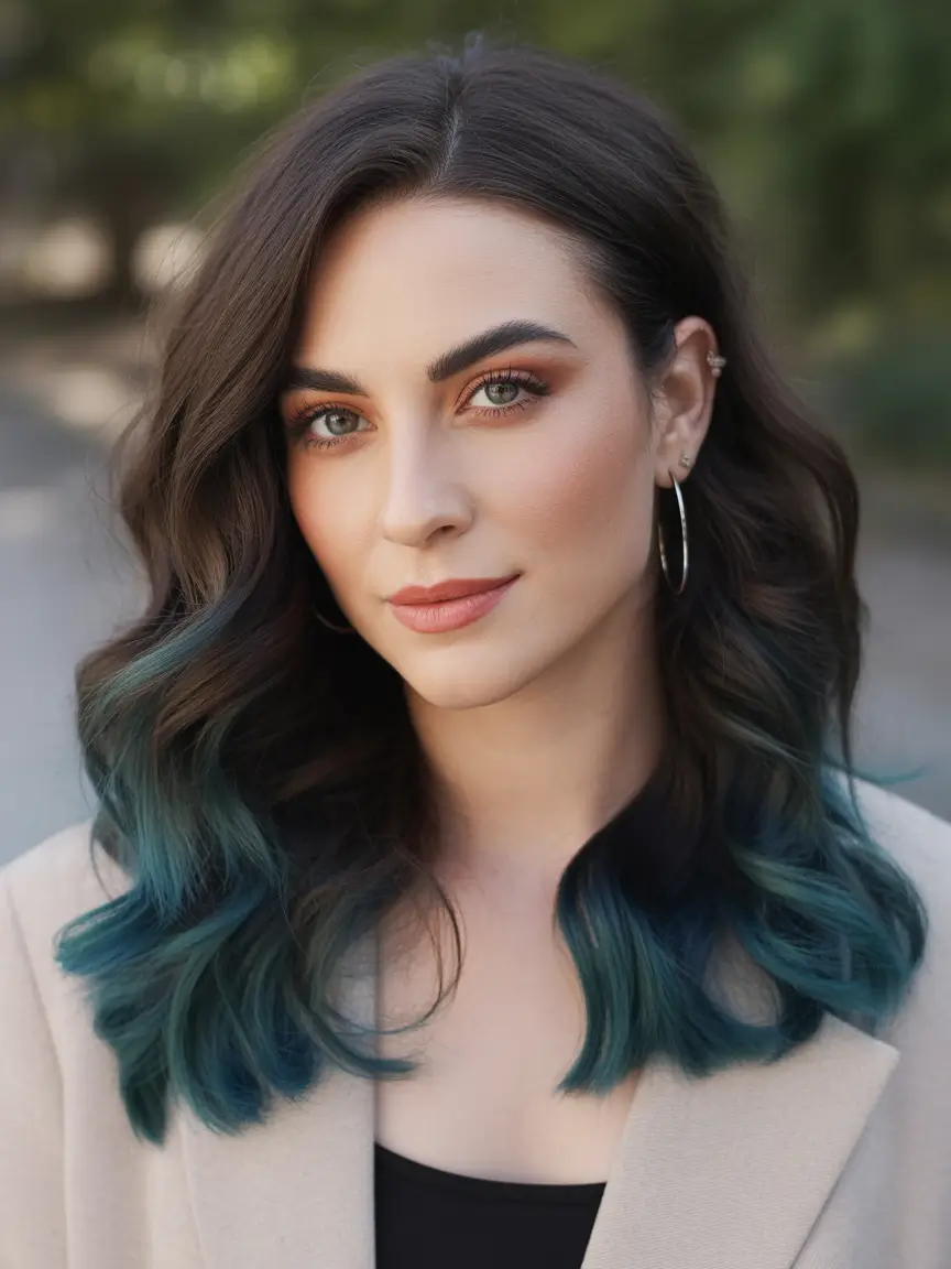 Fall Hair Colors for Cool Skin Tones Midnight Teal Fade