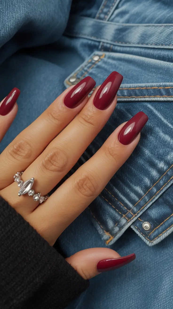 Fall manicure Classic Glossy Wine