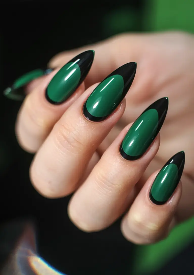 Fall nail colors for fair skin Emerald and Black Drama