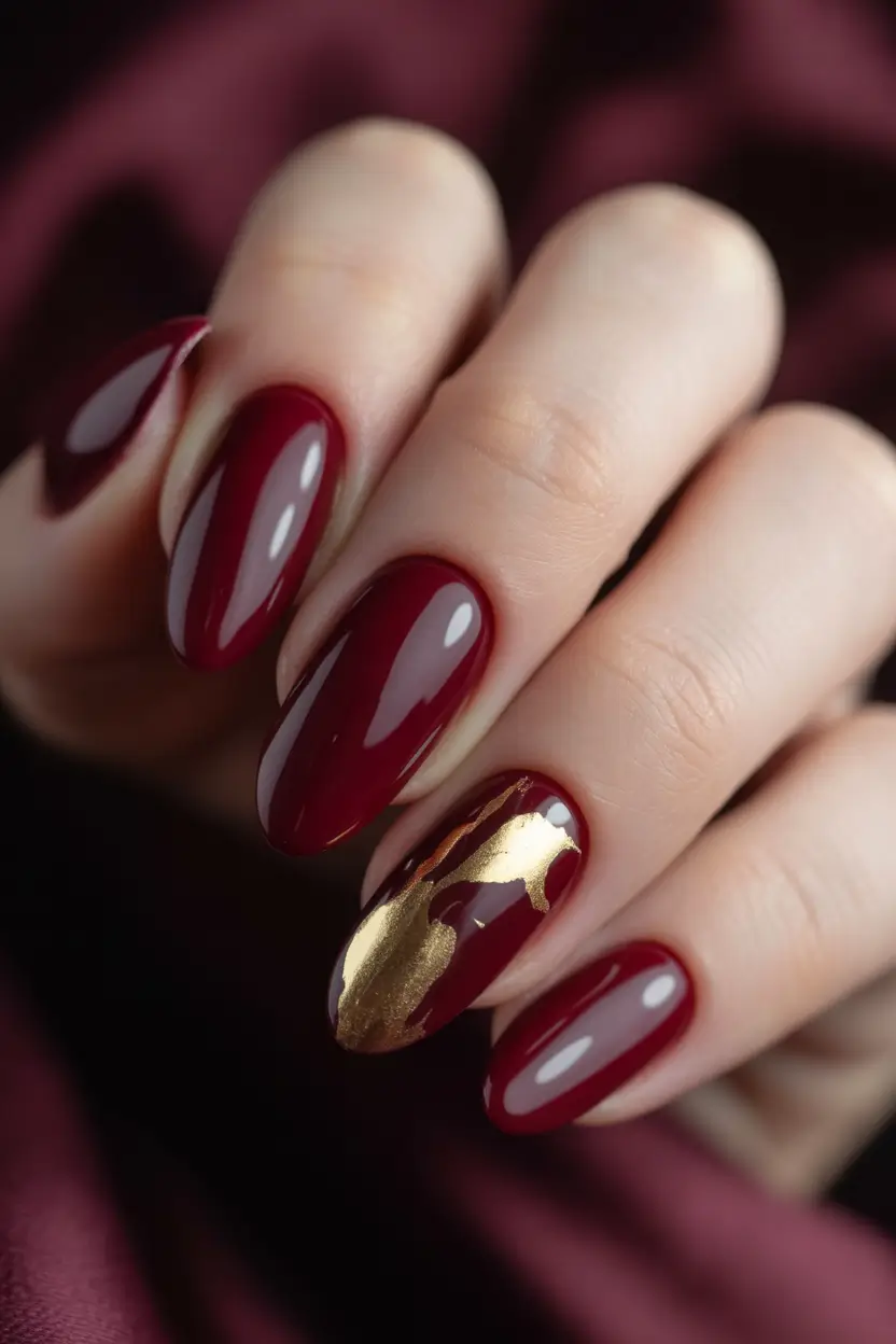 Fall nail colors for fair skin Wine Red with Golden Touch