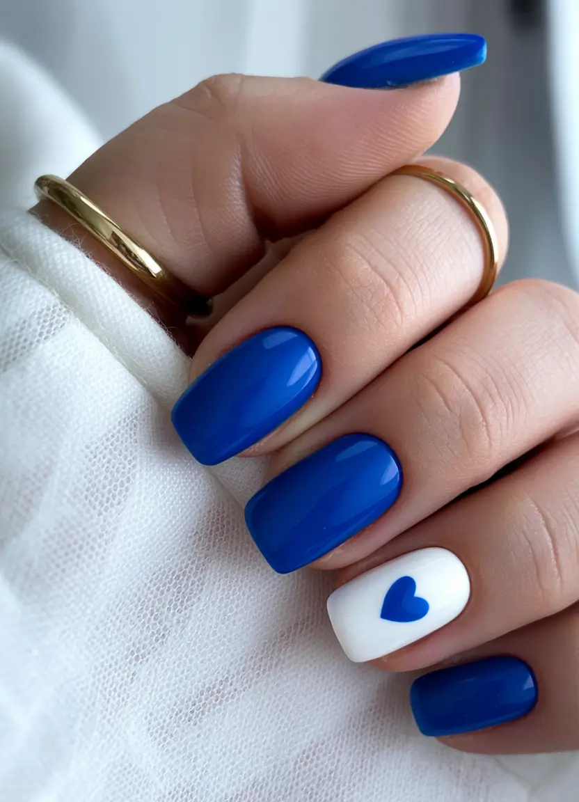 Fall nail colors for fair skin Cobalt Crush with Heart Accent