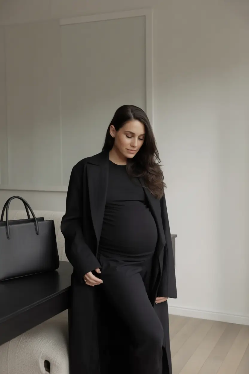 fall outfits for pregnant women+All-Black, All-Elegance