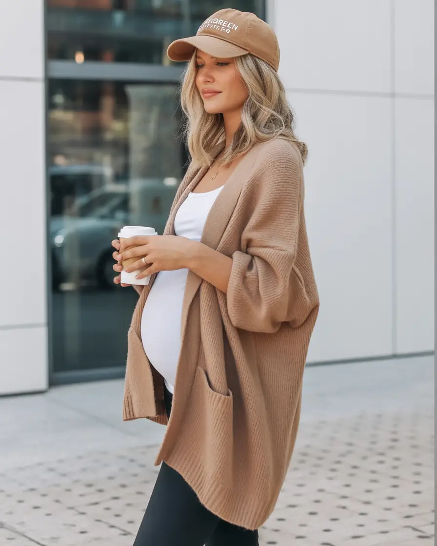 fall outfits for pregnant women+Laid-Back Latte Layers