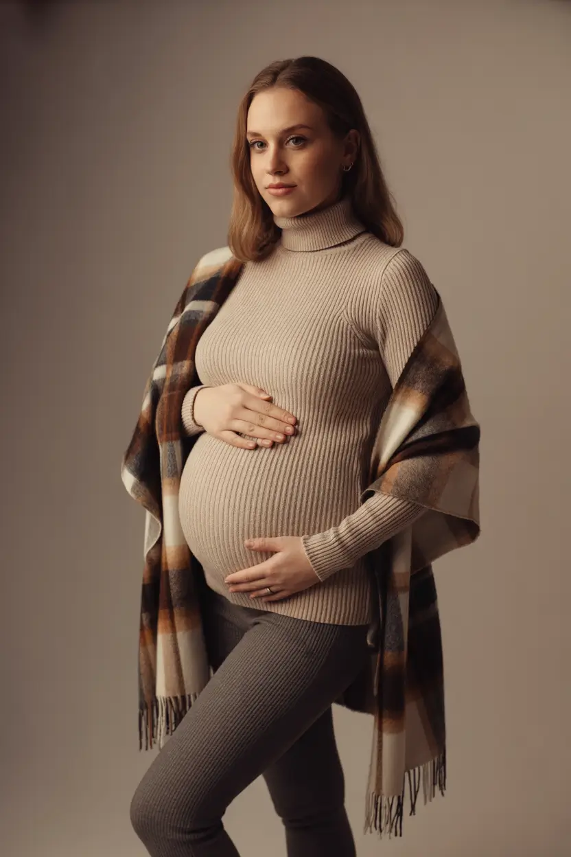 fall outfits for pregnant women+Ribbed Layers and Earthy Warmth