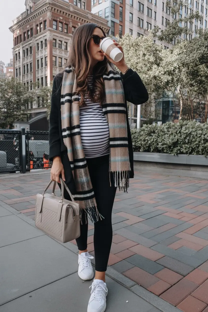 fall outfits for pregnant women+City Layers and Coffee Runs