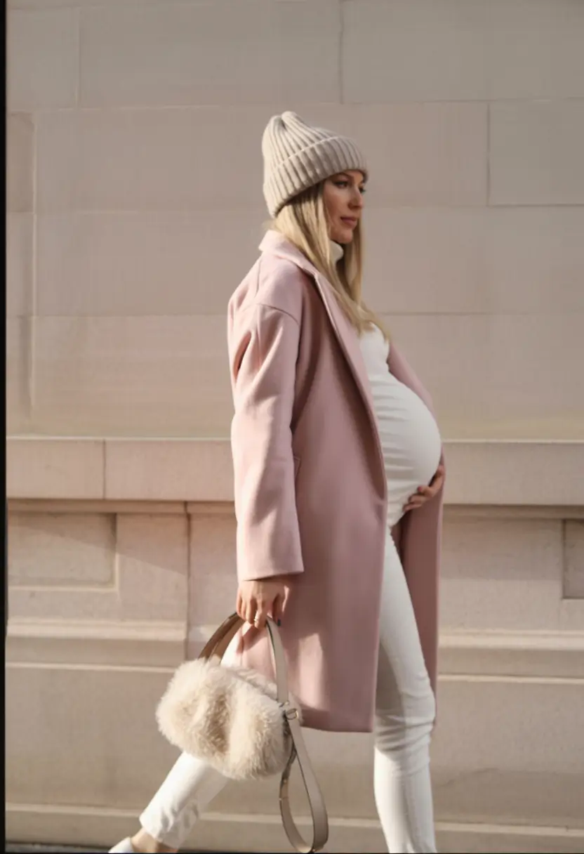 fall outfits for pregnant women+Soft Neutrals and Textural Drama