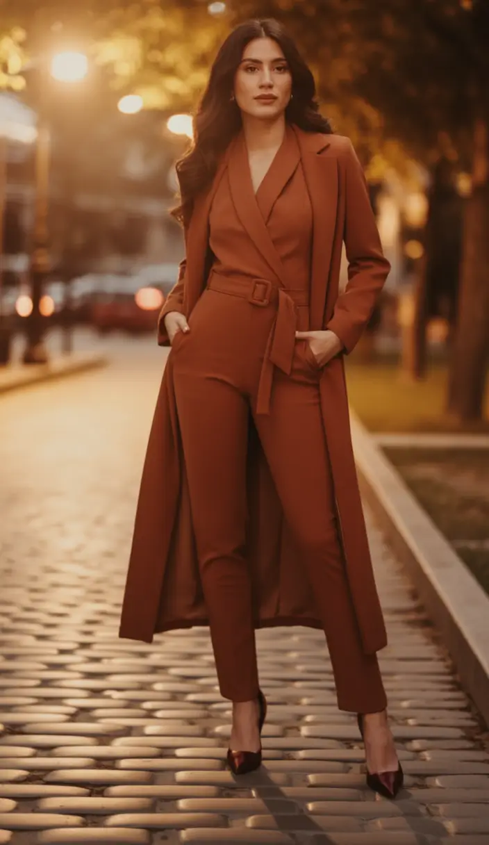 fall outfits latina women - cute ideas 2025 Boss Energy in Rust Monochrome