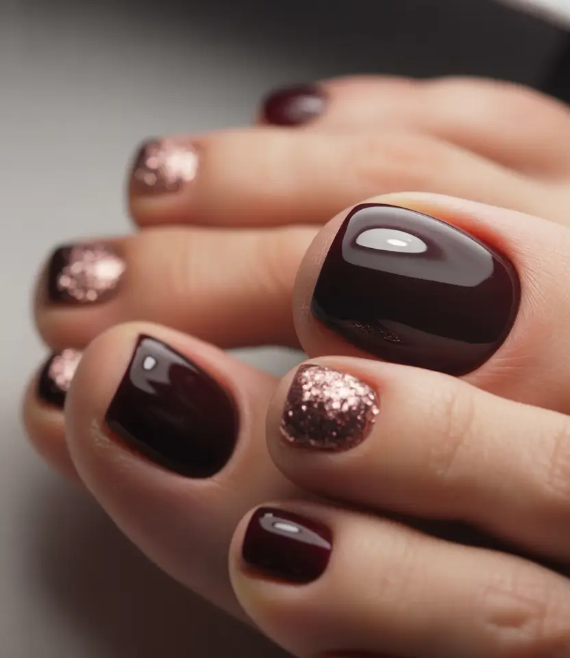 Fall Toe Nail Colors Black Cherry Shine & Glitter Bombshell