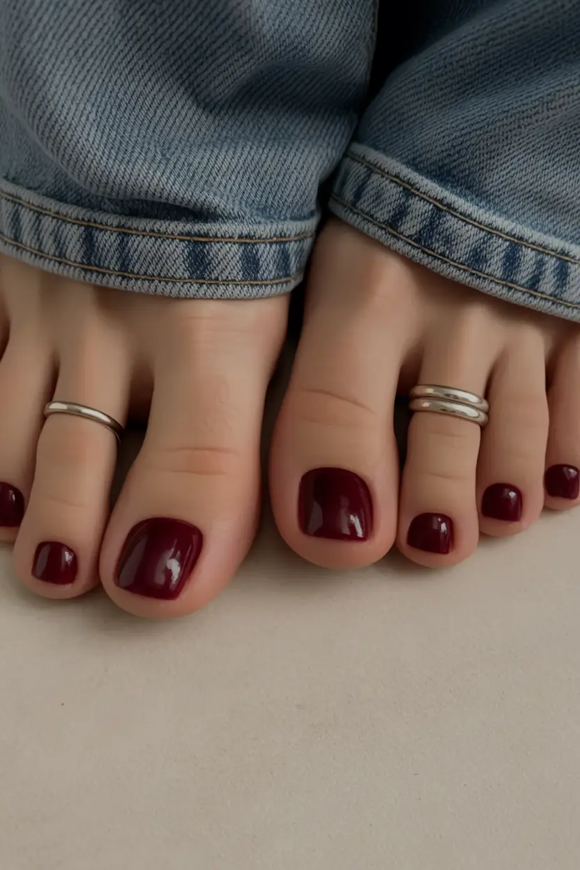 Fall Toe Nail Colors Classic Cabernet Elegance
