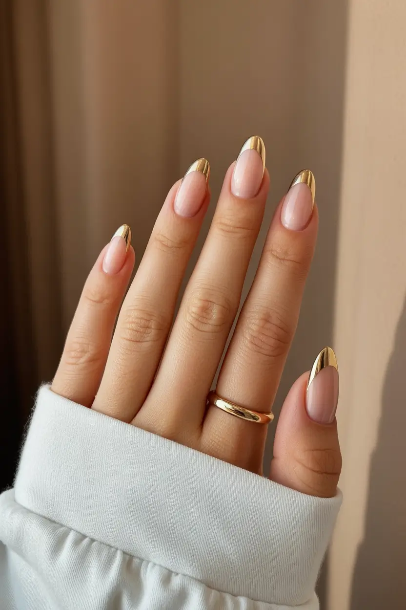 fall wedding nails Molten Gold French Drama
