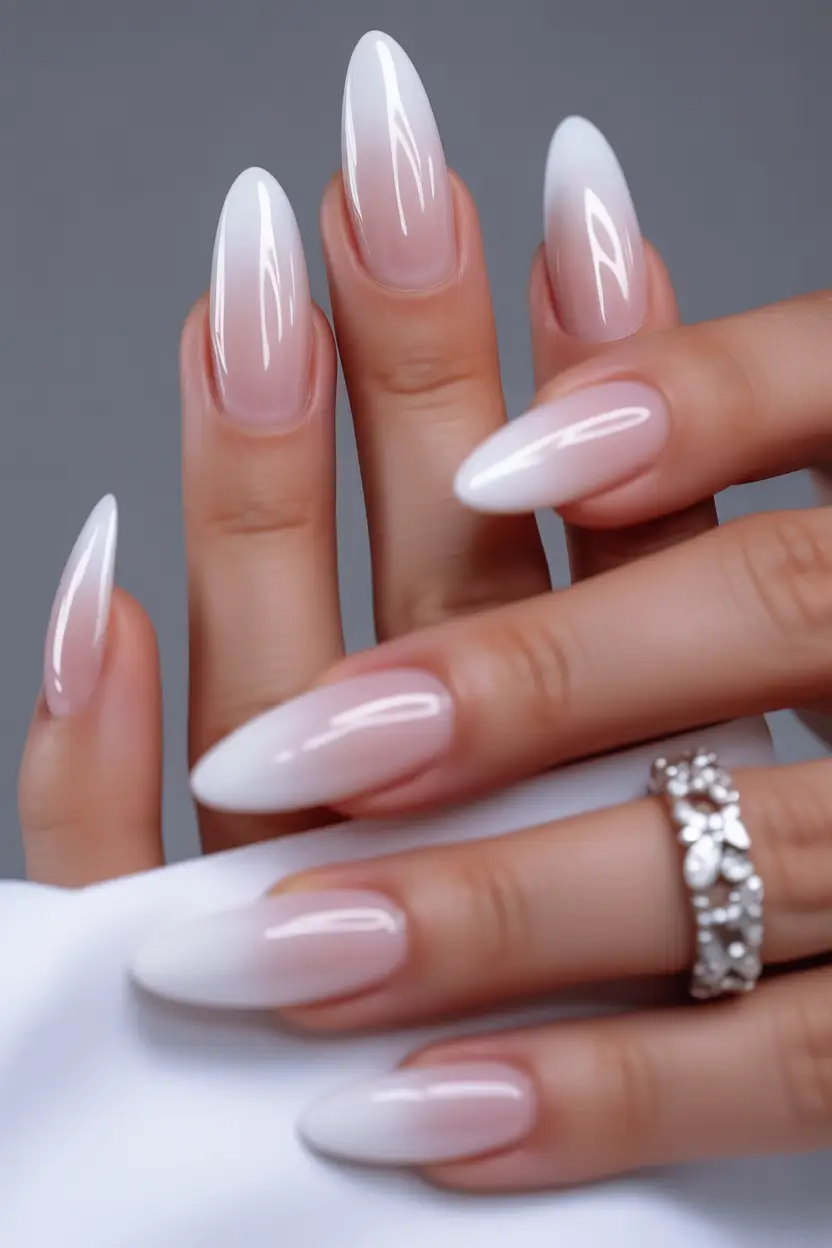 fall wedding nails High Gloss Ombré in Cloudy White