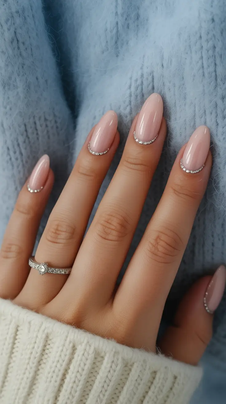 fall wedding nails Crystal Cuticle Half Moons